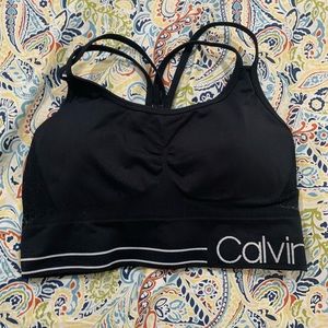 Black and white Calvin Klein sports bra